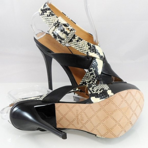 NIB$695 L.A.M.B. Echo Snakeskin Platform Sandals Stiletto Heels Slingback 8.5 - Picture 10 of 14